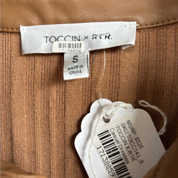 TOCCIN Camel Colored Long Sleeve Button-Down Dress. - Picture 9 of 12
